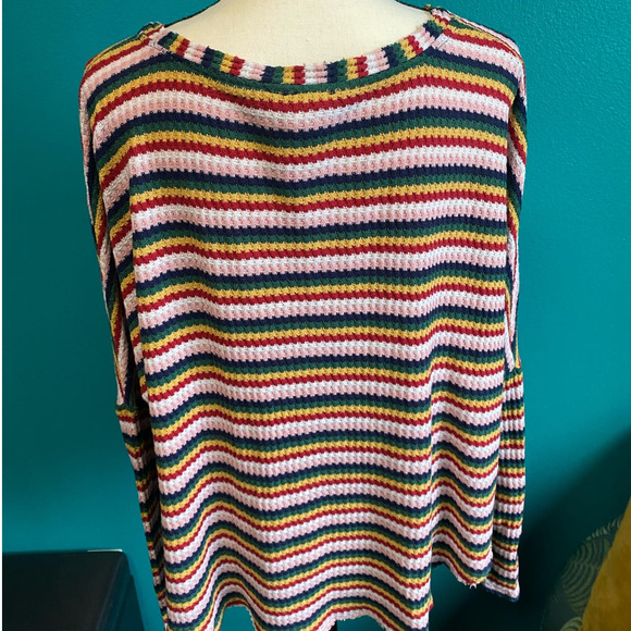 Blu-Pepper Striped Waffle Knit Button Up Cardigan Women's Large - Picture 7 of 10